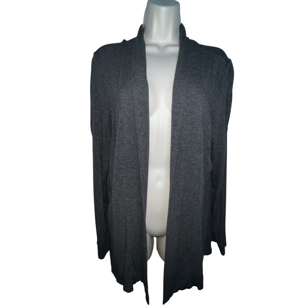 J.Jill Women Gray Stretch Open Drape Long Sleeve Cardigan Size Large Minimalist